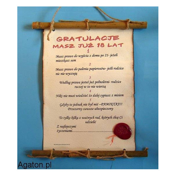Dyplom z bambusem - Gratulacje masz już 18 lat