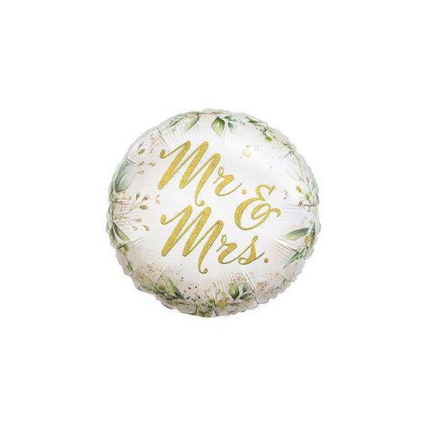 Balon foliowy okrągły Mr and Mrs, 36cm